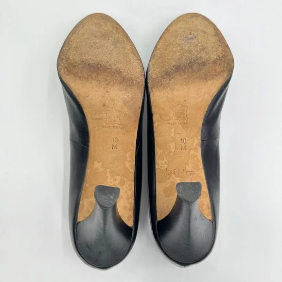 Vintage YSL Yves Saint Laurent Paris Shoes Black High Heel Pumps Red Trim 10 - Picture 9 of 11